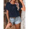 Womens Summer Tops Trendy Lace Floral Crew Neck Short Sleeve T Shirts Dressy Casual Blouses