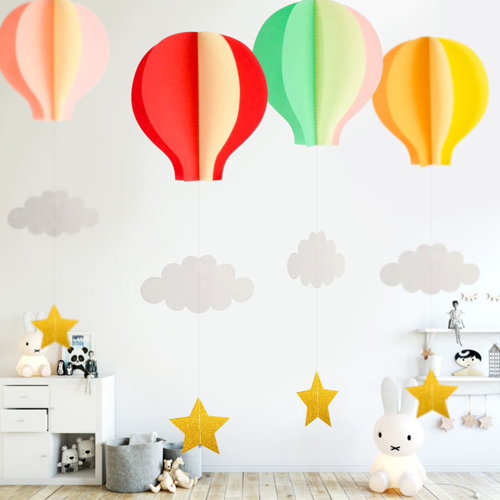 Wedding holiday birthday party decoration supplies three-dimensional hanging ornaments love hot air balloon cloud window pendant