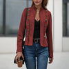 Women's Stand Collar Double-Breasted Jacket - Solid Color Long Sleeve Streetwear Coat Lightweight Spring&Fall Fashion