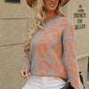 Round Neck Pullover Leopard Print Long Sleeve Mid-length Sweater