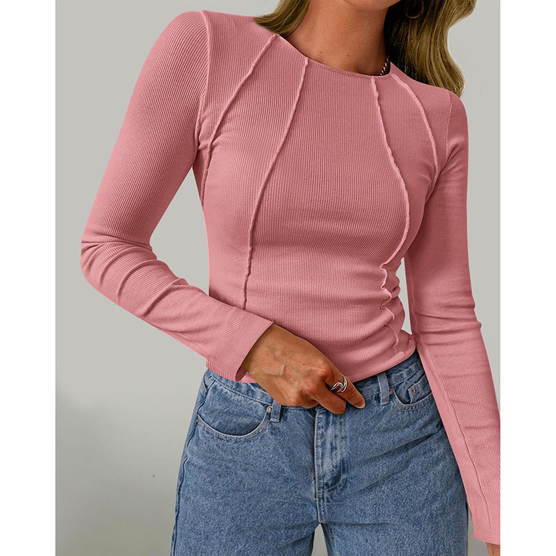 Women Long Sleeve T Shirts Crewneck Slim Fit Tops Going Out Fall Fashion Basic Tee