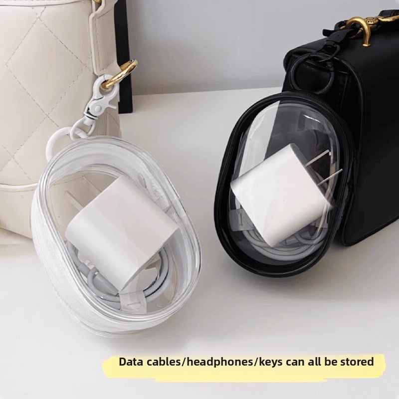 Data cable charger charging storage transparent winding portable portable go-out headset storage box mobile phone finishing bag