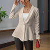 Women's Elegant V-Neck Long Sleeve Textured Beaded Button - Casual Spring & Fall Jacket
