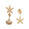 Personalized conch and starfish pendant necklace earrings