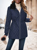 Casual Winter Clothes Contrast-Color Fur Collar Drawstring Waist Padded Padded Coat
