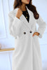 Simple Double Breasted Long Sleeve Lapel Button Woolen Coat