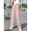Women's Casual Pants Drawstring Elastic Waist Pants Flowy Wide Leg Trousers With Pockets