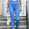 Ladies' Fashionable Solid Color Cross Waist Waist, Waist Cinching, Hip Lifting, Elastic Slimming, Versatile High Waist Tight Pants