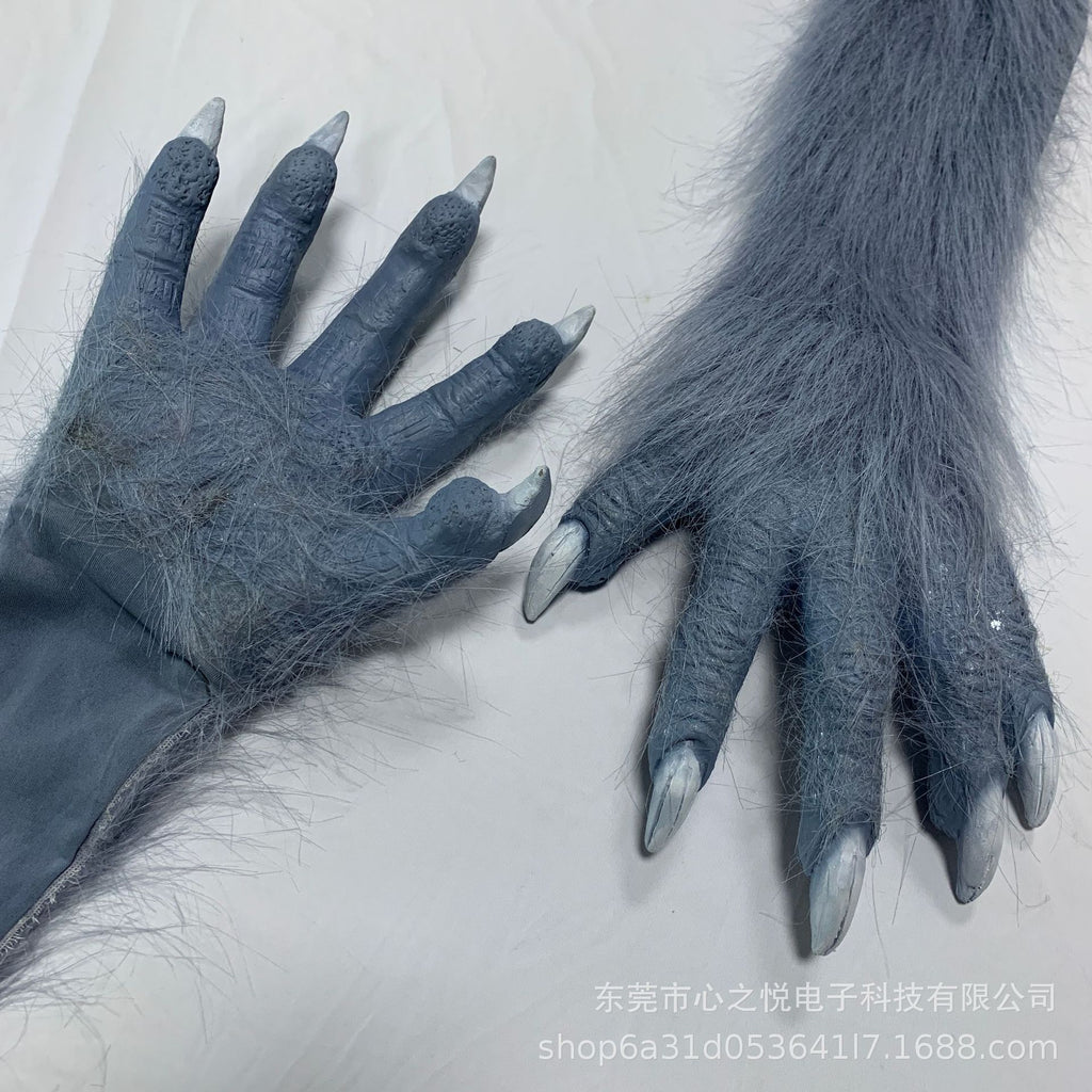 Regsy Big Gray Wolf Latex Cosplay Set - Headgear, Tail, Paw