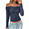 Y2g Pleated Off-shoulder Long Sleeve Sexy Hot Girl Top