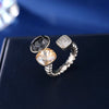 New Adjustable Zircon Crystal Square Circle Opening Ring