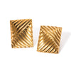 Stainless steel striped symmetrical earrings with a simple and niche design and fashionable stud earrings