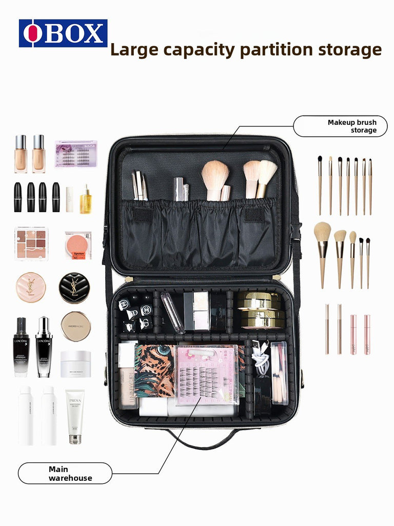 The makeup bag comes with a mirror and a lamp