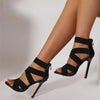 Fish-mouth high-heeled solid-color sandals