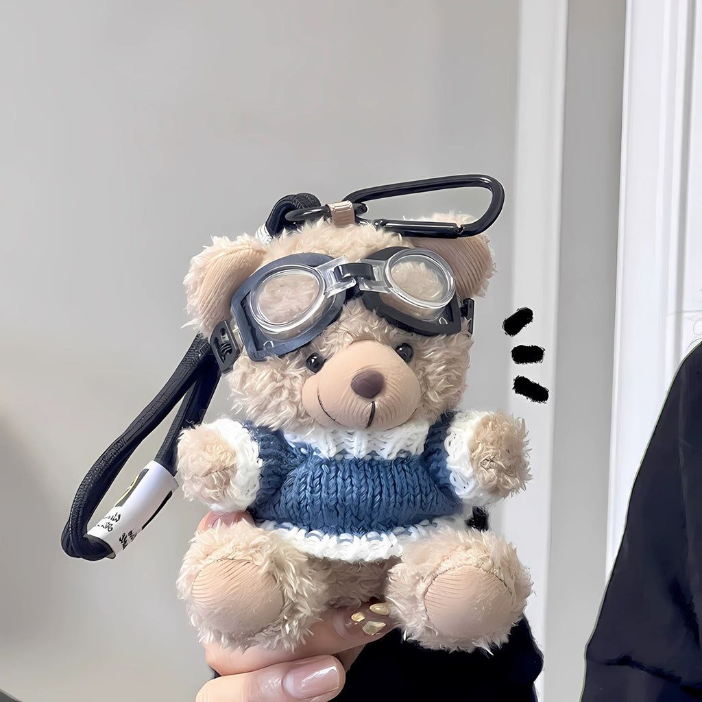 Pilot Bear plush pendant