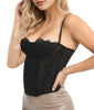 Lace Bustier Corset Tops For Women Going Out Mesh Overbust Adjustable Strap Waist Cincher Crop Bustier Party Rave Date Night Outfit Tank Top