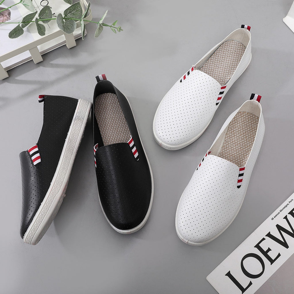 Old Beijing Cloth Shoes Women's Hollow Breathable Single-layer Shoes Flat Bottom All-match Cyber Popular White Shoes Soft Bottom