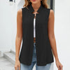 Women's Elegant Solid Sleeveless Vest Cardigan - Stand Collar Summer Outerwear