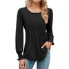 Women's Solid Color Casual Puff Sleeve Round Neck Top