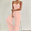 Ladies' Solid Color Chest Pleated Design Cross Suspender Sexy Jumpsuit