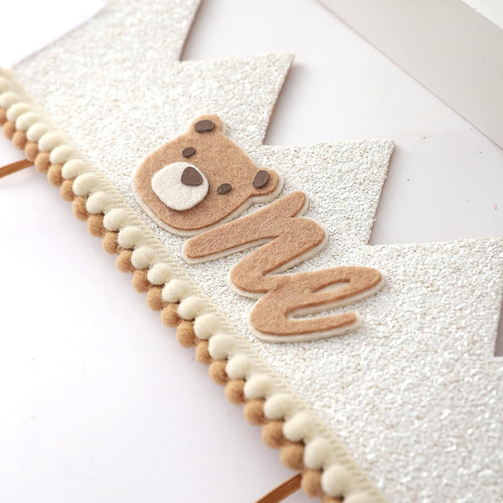 Baby birthday party decoration bear crown glitter 1st birthday arrangement supplies