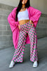 Women's Plaid Print Pocket Elastic Waist Straight Pants, Casual And Comfortable Trousers For Daily Wear, Women's Pants Womenswear Bottom Linen Pants Footwear Fit Baggy Loose