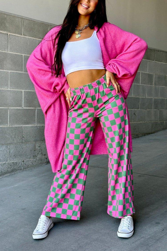 Women's Plaid Print Pocket Elastic Waist Straight Pants, Casual And Comfortable Trousers For Daily Wear, Women's Pants Womenswear Bottom Linen Pants Footwear Fit Baggy Loose