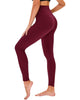 Leggings - Cropped High-waisted Solid Color Burgundy