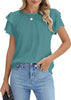 Summer Pleated Short Sleeve Round Neck Top Business Work Shirt