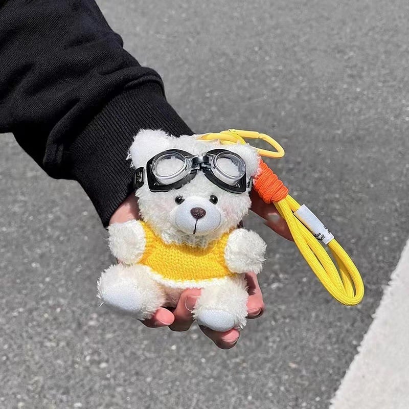 Pilot Bear plush pendant