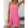 Womens Summer Casual Loose Tank Romper Sleeveless Scoop Neck Jumpsuit Shorts Romper With Pockets