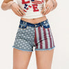 Women's Mid-Rise Patriotic Flare Jeans, Slim Fit Full-Length Jeans With An American Flag Print For 4th Of July, Stretch Denim For Holiday Events Forbidden Platform - Temu