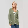 Women's All-match V-neck Pocket Color Matching Knitted Long Sleeve Sweater Coat