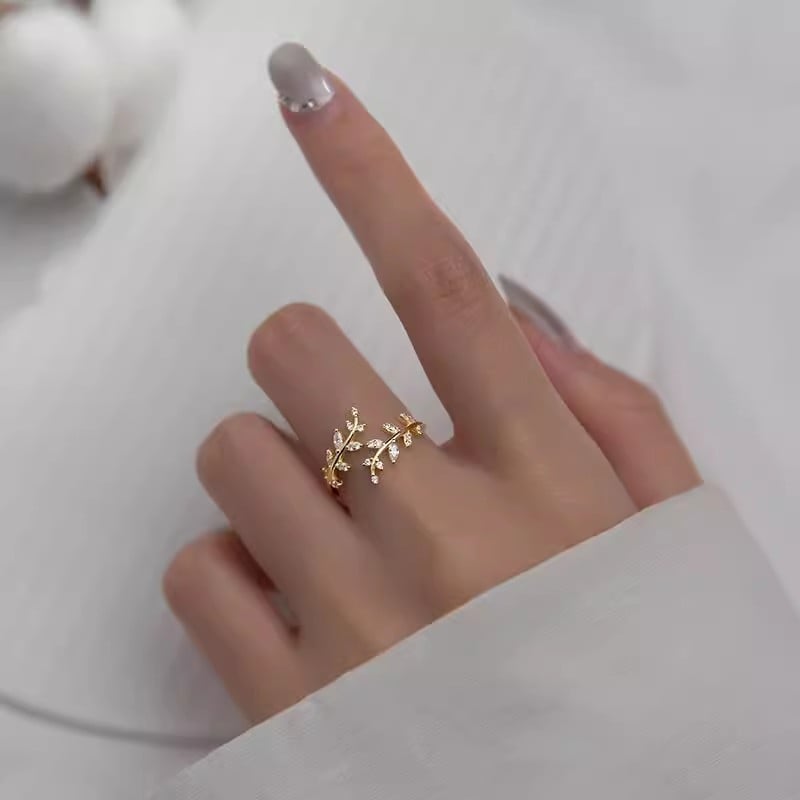 Leaves Sterling Silver Ring Women's ins Trendy Cold Style Simple Fashion Personality Girlfriend Index Finger Hand Jewelry Niche Design