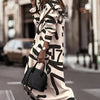 Women's Development Of Color Blocked Loose Fitting Waist Belt Button Front Windbreaker