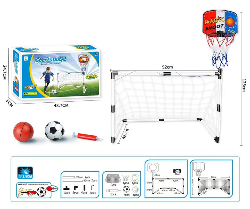 Kidsren's Plastic Football Goal Indoor and Outdoor Sports Toys Large Two-In-One Simple Portable Football Goal