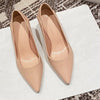 Women's slender and pointed-toe French-style large-sized low-heeled slip-on shoes