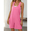 Womens Summer Casual Loose Tank Romper Sleeveless Scoop Neck Jumpsuit Shorts Romper With Pockets