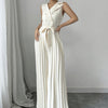 Ladies' V-neck Double Breasted Pleated Wide Leg Belt, Waist Belt, Height Enhancing Vest, Jumpsuit