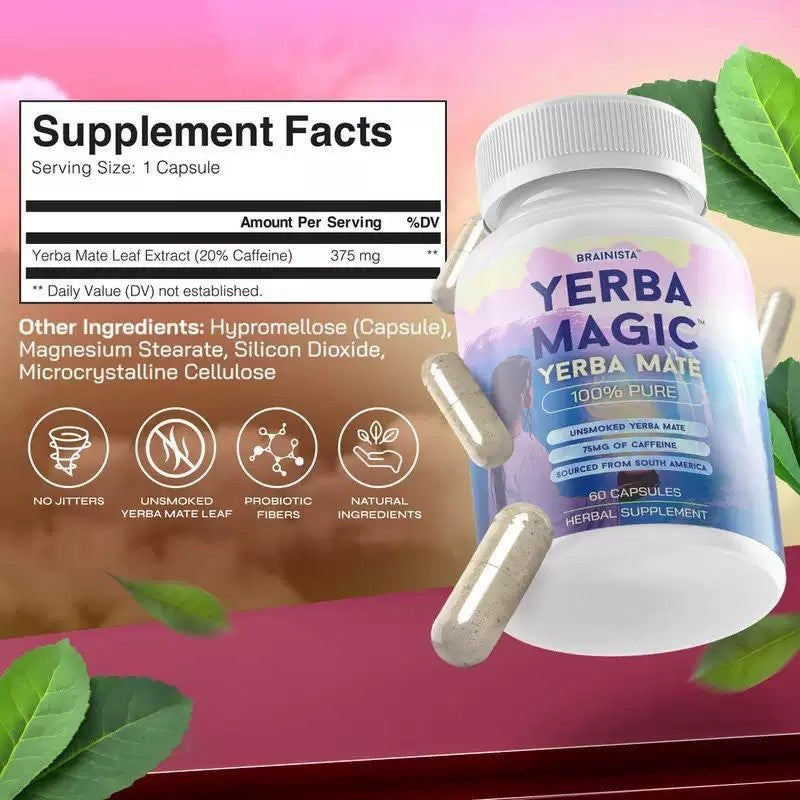 Yerba mate tea capsule bottle