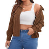 Plus Size Women's Loose Casual Short Corduroy Lapel Jacket