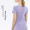 Mesh Stitching Yoga Short-sleeved Sports T-shirt Women's Round Neck Top