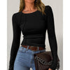 Women Long Sleeve T Shirts Crewneck Slim Fit Tops Going Out Fall Fashion Basic Tee