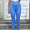 Ladies' Fashionable Solid Color Cross Waist Waist, Waist Cinching, Hip Lifting, Elastic Slimming, Versatile High Waist Tight Pants