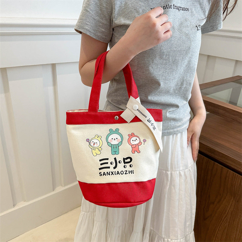 Cartoon-printed bucket bag