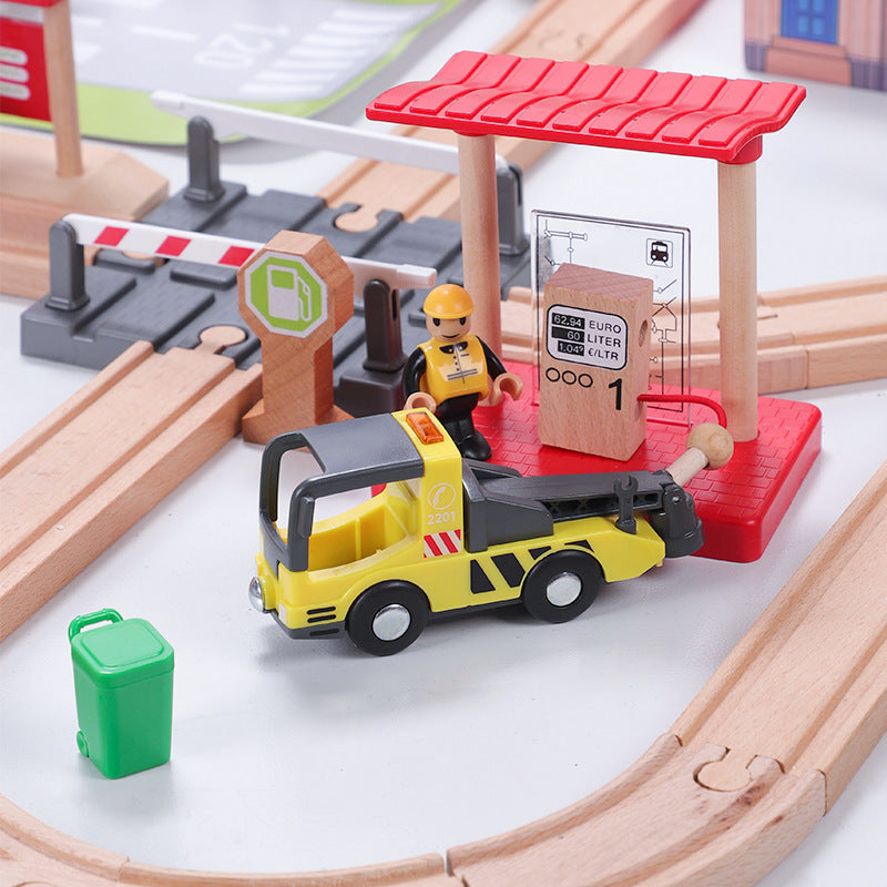 Luxury scene Metropolis train track toy suit compatible with wooden Thomas small train toy