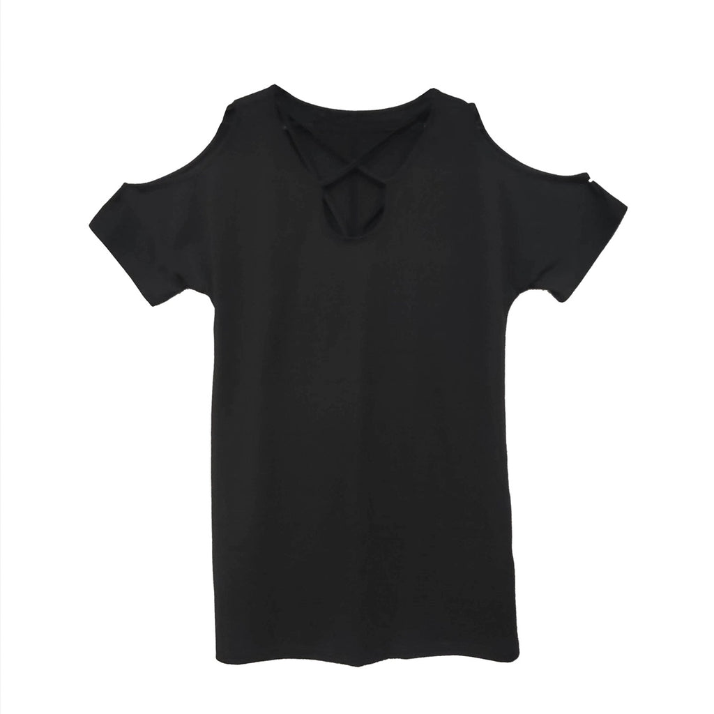 Women's Solid Color Simple Dress, Loose Short Sleeved Skirt With Hip Wrap, Casual Versatile Dress