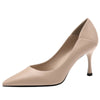 Women's slender and pointed-toe French-style large-sized low-heeled slip-on shoes