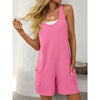 Womens Summer Casual Loose Tank Romper Sleeveless Scoop Neck Jumpsuit Shorts Romper With Pockets