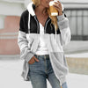 Loose Plush Multi-color Mosaic Hooded Coat